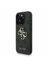 Guess Guess PU 4G Metal Logo Curea Carcasă Spate pentru iPhone 15 Pro Max Negru