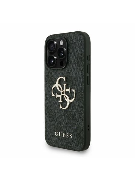 Guess Guess PU 4G Metal Logo Curea Carcasă Spate pentru iPhone 15 Pro Max Negru