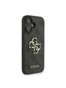 Guess Guess PU 4G Metal Logo Curea Carcasă Spate pentru iPhone 16 Negru