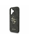 Guess Guess PU 4G Metal Logo Curea Carcasă Spate pentru iPhone 16 Negru