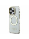 Guess Guess IML Gold Outline Stand Ramă Cameră MagSafe Carcasă Spate pentru iPhone 15 Pro Max Transparent