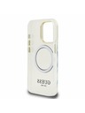 Guess Guess IML Gold Outline Stand Ramă Cameră MagSafe Carcasă Spate pentru iPhone 15 Pro Max Transparent