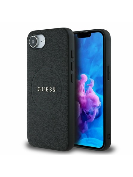 Guess Guess PU Texturat Siglă Clasică MagSafe Carcasă Spate pentru iPhone 16e Negru