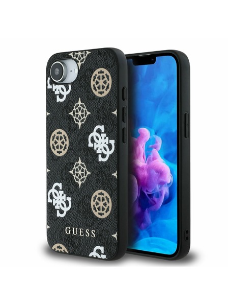 Guess Guess PU 4G Bujor MagSafe Carcasă Spate pentru iPhone 16e Negru