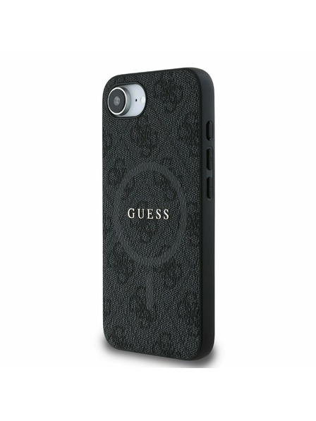 Guess Guess PU Piele 4G Inel Colorat MagSafe Carcasă Spate pentru iPhone 16e Negru