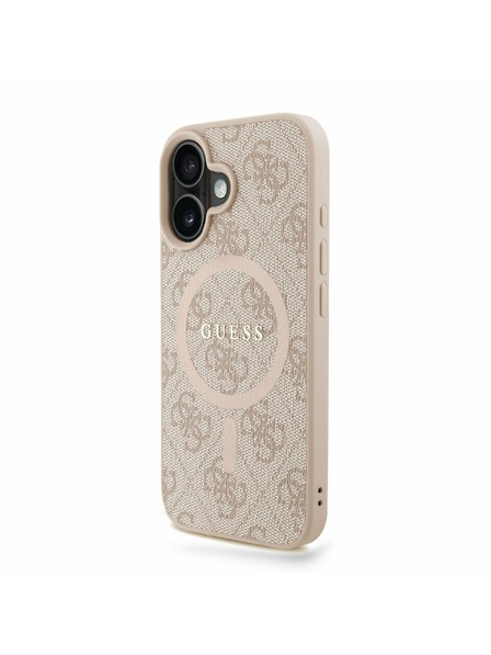 Guess Guess PU Piele 4G Inel Colorat Curea MagSafe Carcasă Spate pentru iPhone 16 Roz