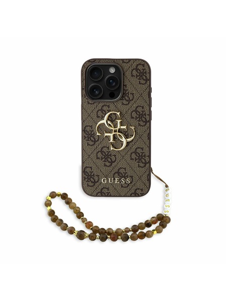 Guess Guess PU 4G Metal Logo Curea Carcasă Cameră Spate pentru iPhone 15 Pro Maro