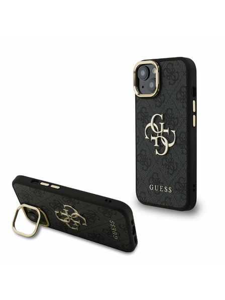 Guess Guess PU 4G Metal Logo Stand Carcasă Cameră Spate pentru iPhone 13 Negru