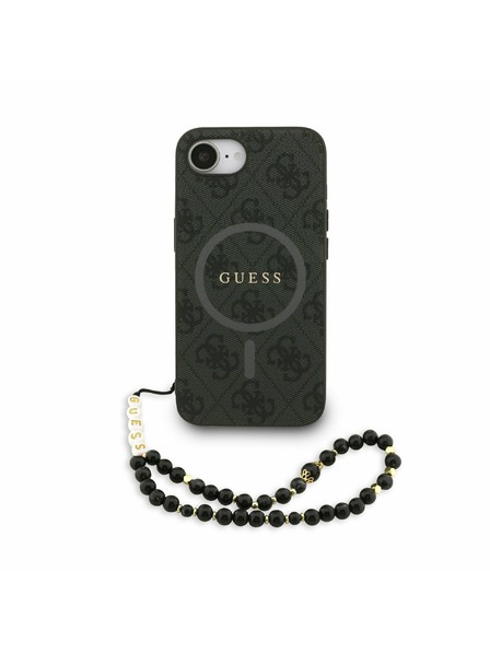 Guess Guess PU Piele 4G Inel Colorat Curea MagSafe Carcasă Spate pentru iPhone 16e Negru