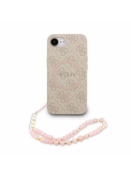 Guess Guess PU Piele 4G Inel Colorat Curea MagSafe Carcasă Spate pentru iPhone 16e Roz