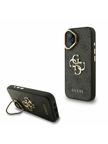 Guess Guess PU 4G Metal Logo Stand Carcasă Cameră pentru iPhone 16 Negru