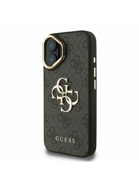 Guess Guess PU 4G Metal Logo Stand Carcasă Cameră pentru iPhone 16 Negru