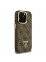Guess Guess PU 4G Strass Triunghi Logo Stand Carcasă Cameră MagSafe pentru iPhone 15 Pro Max Maro
