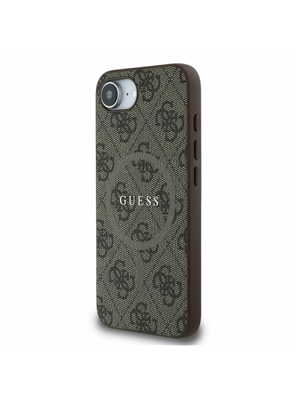 Guess Guess PU Piele 4G Inel Colorat MagSafe Carcasă Spate pentru iPhone 16e Maro