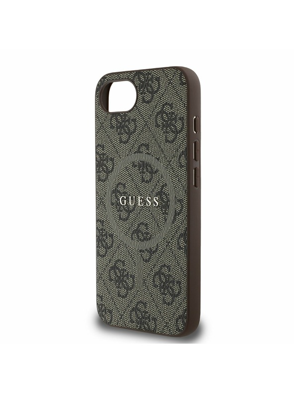 Guess Guess PU Piele 4G Inel Colorat MagSafe Carcasă Spate pentru iPhone 16e Maro