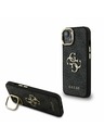 Guess Guess PU 4G Metal Logo Stand Carcasă Cameră pentru iPhone 15 Negru