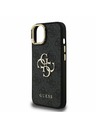 Guess Guess PU 4G Metal Logo Stand Carcasă Cameră pentru iPhone 15 Negru