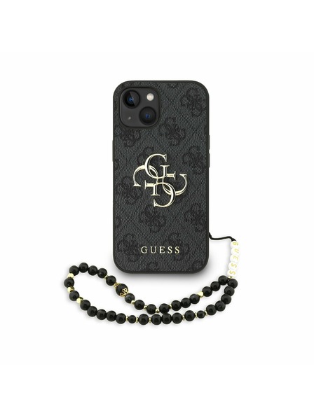 Guess Guess PU 4G Metal Logo Curea Carcasă Spate pentru iPhone 15 Negru