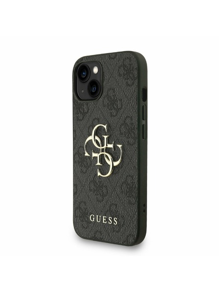 Guess Guess PU 4G Metal Logo Curea Carcasă Spate pentru iPhone 15 Negru