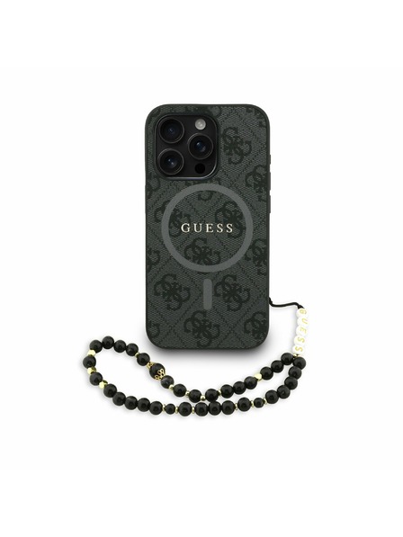 Guess Guess PU Piele 4G Inel Colorat Curea MagSafe Carcasă Spate pentru iPhone 15 Pro Max Negru