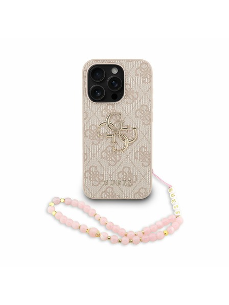 Guess Guess PU 4G Metal Logo Curea Carcasă Spate pentru iPhone 15 Pro Roz