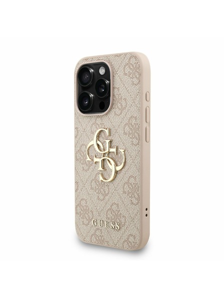Guess Guess PU 4G Metal Logo Curea Carcasă Spate pentru iPhone 15 Pro Roz