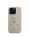 Guess Guess PU 4G Metal Logo Suport Ramă Cameră Carcasă Spate pentru iPhone 15 Pro Max Roz