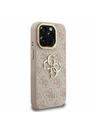 Guess Guess PU 4G Metal Logo Suport Ramă Cameră Carcasă Spate pentru iPhone 15 Pro Max Roz