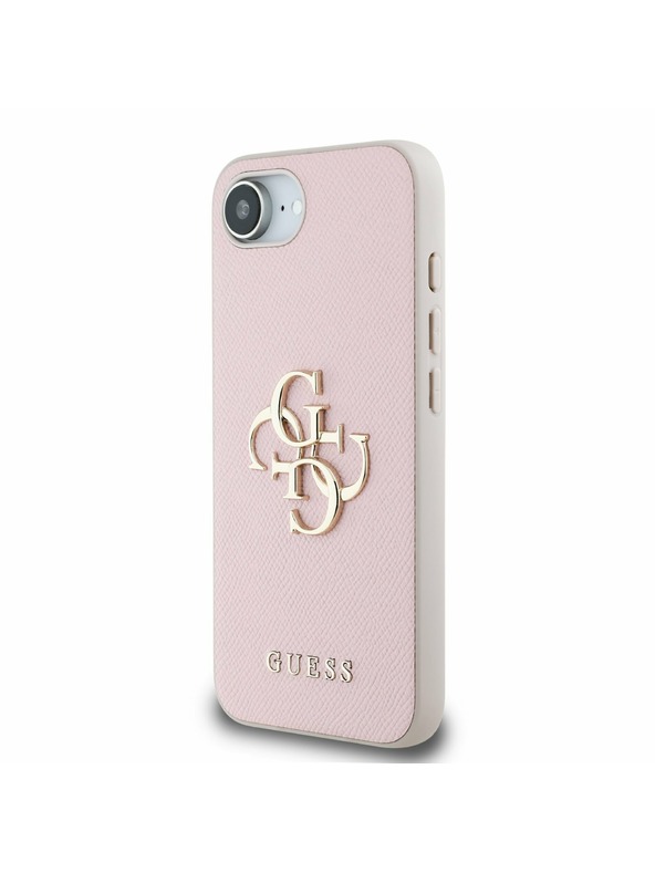 Guess Guess PU Grained 4G Metal Logo Carcasă Spate pentru iPhone 16e Roz