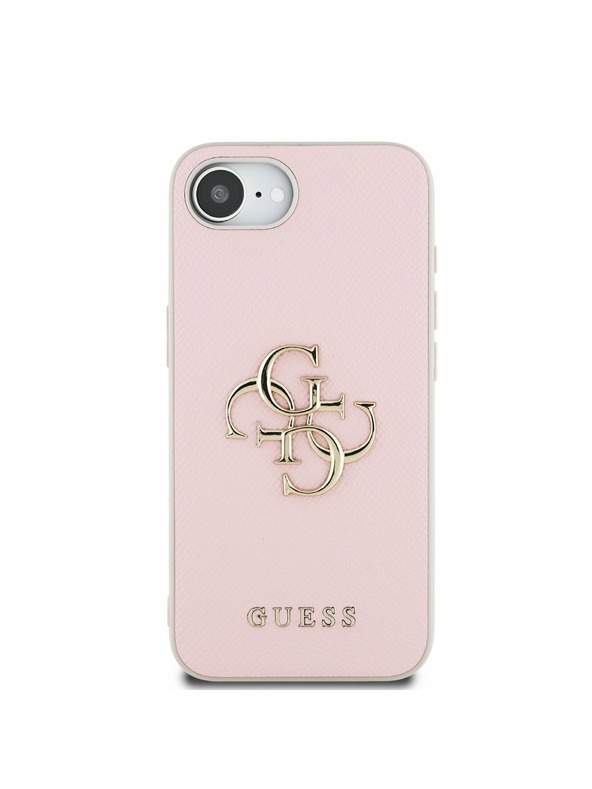 Guess Guess PU Grained 4G Metal Logo Carcasă Spate pentru iPhone 16e Roz