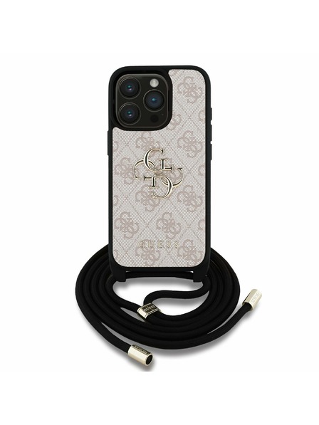 Guess Guess PU 4G Metal Logo Curea Crossbody Carcasă Spate pentru iPhone 15 Pro Max Roz