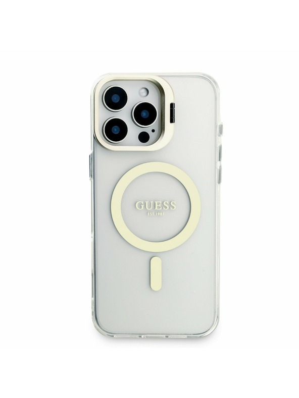 Guess Guess PC/TPU Electroplacat Suport Ramă Cameră MagSafe Carcasă Spate cu Fundal Interschimbabil pentru iPhone 16 Pro Max