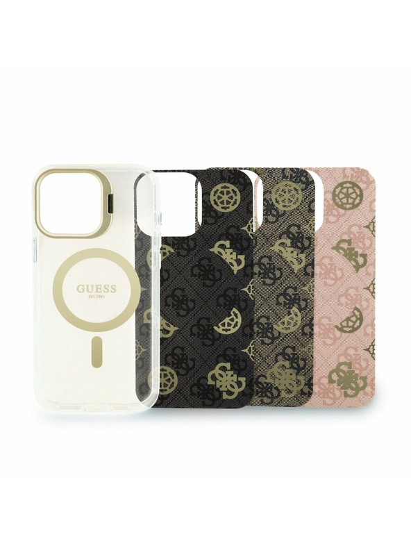 Guess Guess PC/TPU Electroplacat Suport Ramă Cameră MagSafe Carcasă Spate cu Fundal Interschimbabil pentru iPhone 16 Pro Max