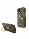 Guess Guess PU 4G Metal Logo Suport Ramă Cameră Carcasă Spate pentru iPhone 16 Maro