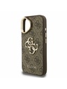 Guess Guess PU 4G Metal Logo Suport Ramă Cameră Carcasă Spate pentru iPhone 16 Maro