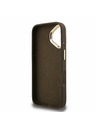 Guess Guess PU 4G Metal Logo Suport Ramă Cameră Carcasă Spate pentru iPhone 16 Maro