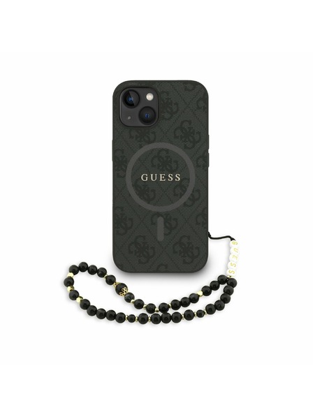 Guess Guess PU Piele 4G Inel Colorat Curea MagSafe Carcasă Spate pentru iPhone 14 Negru