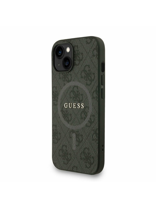 Guess Guess PU Piele 4G Inel Colorat Curea MagSafe Carcasă Spate pentru iPhone 14 Negru