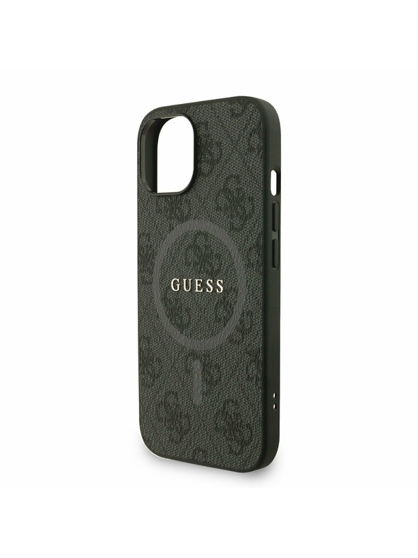 Guess Guess PU Piele 4G Inel Colorat Curea MagSafe Carcasă Spate pentru iPhone 14 Negru