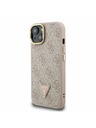 Guess Guess PU 4G Strass Triangle Logo Suport Ramă Cameră MagSafe Carcasă Spate pentru iPhone 14 Roz