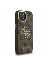 Guess Guess PU 4G Metal Logo Suport Ramă Cameră Carcasă Spate pentru iPhone 14 Maro
