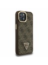 Guess Guess PU 4G Strass Triangle Logo Suport Ramă Cameră MagSafe Carcasă Spate pentru iPhone 15 Maro