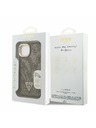 Guess Guess PU 4G Strass Triangle Logo Suport Ramă Cameră MagSafe Carcasă Spate pentru iPhone 15 Maro