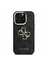 Guess Guess PU 4G Metal Logo Suport Ramă Cameră Carcasă Spate pentru iPhone 15 Pro Max Negru