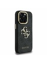Guess Guess PU 4G Metal Logo Suport Ramă Cameră Carcasă Spate pentru iPhone 15 Pro Max Negru