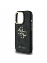 Guess Guess PU 4G Metal Logo Suport Ramă Cameră Carcasă Spate pentru iPhone 15 Pro Max Negru