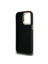 Guess Guess PU 4G Metal Logo Suport Ramă Cameră Carcasă Spate pentru iPhone 15 Pro Max Negru