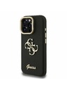 Guess Guess PU Grained 4G Logo Suport Ramă Cameră Carcasă Spate pentru iPhone 16 Pro Max Negru