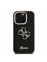 Guess Guess PU Grained 4G Logo Suport Ramă Cameră Carcasă Spate pentru iPhone 16 Pro Max Negru