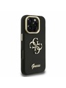 Guess Guess PU Grained 4G Logo Suport Ramă Cameră Carcasă Spate pentru iPhone 16 Pro Max Negru